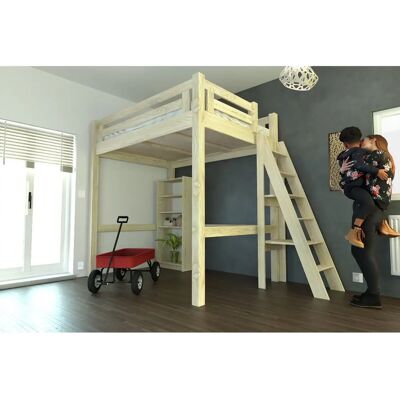 ABC MEUBLES Hochbett - Erwachsener - 140x200 - Roh - Höhenverstellbar - Holz ABC MEUBLES Hochbett - Erwachsener - 140x200 - Roh - Höhenverstellbar - Holz