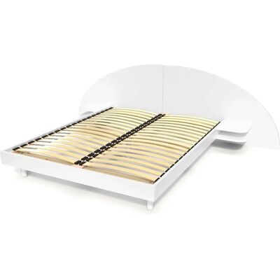 ABC MEUBLES Bett aus Kiefernholz mit Nachttischen - 140x190 - Weiß ABC MEUBLES Bett aus Kiefernholz mit Nachttischen - 140x190 - Weiß