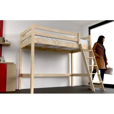 ABC MEUBLES Kompaktes Hochbett - 90x200 - Natürliche Oberfläche ABC MEUBLES Kompaktes Hochbett - 90x200 - Natürliche Oberfläche