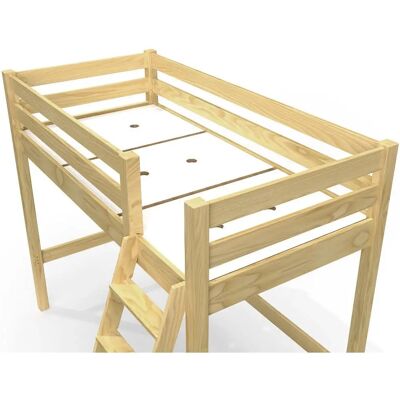 Lit mezzanine ABC MEUBLES - Bois français durable - Vernis à l’eau - Échelle réversible - 90x200 - Miel - Mobilier de chambre - Publicité Lit mezzanine ABC MEUBLES - Bois français durable - Vernis à l’eau - Échelle réversible - 90x200 - Miel - Mobilier de chambre - Publicité