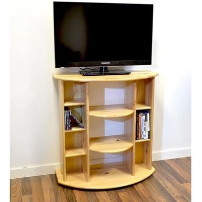 ABC MEUBLES Meuble TV Hi-Fi en Bois Massif - Vernis Naturel - Publicité ABC MEUBLES Meuble TV Hi-Fi en Bois Massif - Vernis Naturel - Publicité