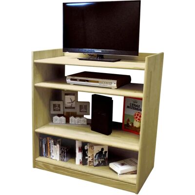 ABC MEUBLES Meuble TV Omega - Vernis Naturel - Bois - Haut et Durable - Publicité ABC MEUBLES Meuble TV Omega - Vernis Naturel - Bois - Haut et Durable - Publicité
