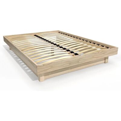 Lit plateforme en bois ABC MEUBLES 140x190 - Finition naturelle - Publicité Lit plateforme en bois ABC MEUBLES 140x190 - Finition naturelle - Publicité