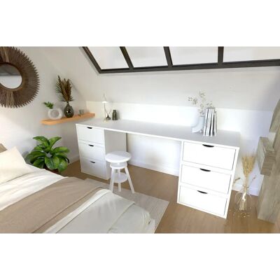 Scrivania lunga con 6 cassetti in legno - Bianco - ABC MEUBLES Scrivania lunga con 6 cassetti in legno - Bianco - ABC MEUBLES