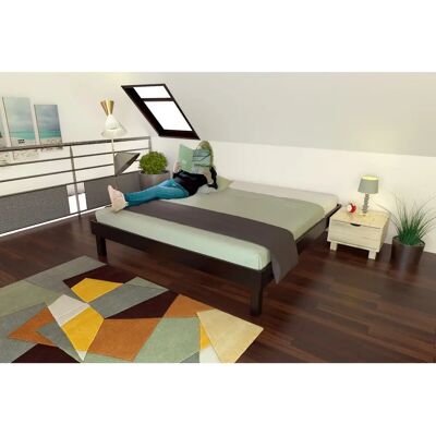 ABC MEUBLES Queen-Größe Bett aus Massivholz - 180x200 - Schwarz ABC MEUBLES Queen-Größe Bett aus Massivholz - 180x200 - Schwarz
