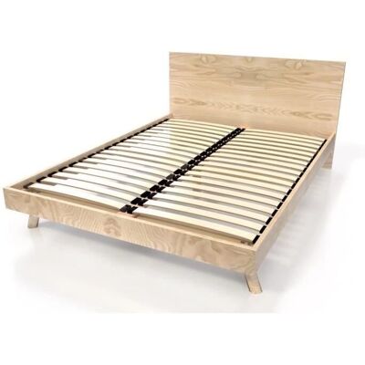ABC MEUBLES Lit Scandinave Viking 2 Places - Bois - Vernis Naturel - 160x200 - Lit - Publicité ABC MEUBLES Lit Scandinave Viking 2 Places - Bois - Vernis Naturel - 160x200 - Lit - Publicité