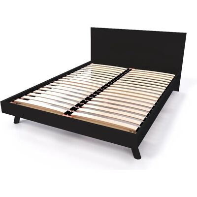 ABC MEUBLES Skandinavisches Bett Viking 140x190 - Holz, Schwarz - Bett ABC MEUBLES Skandinavisches Bett Viking 140x190 - Holz, Schwarz - Bett