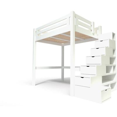 ABC MEUBLES Letto A Mezzanine Adulti - Bianco - 140x200 - Supporta 280kg ABC MEUBLES Letto A Mezzanine Adulti - Bianco - 140x200 - Supporta 280kg
