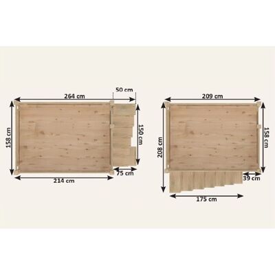 ABC MEUBLES Letto a Soppalco Adulti Regolabile con Scala a Cubo - Legno - 140x200 ABC MEUBLES Letto a Soppalco Adulti Regolabile con Scala a Cubo - Legno - 140x200