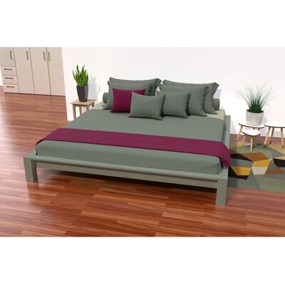 ABC MEUBLES Lit King - Lit en bois massif solide - 140x200 - Gris - Publicité ABC MEUBLES Lit King - Lit en bois massif solide - 140x200 - Gris - Publicité