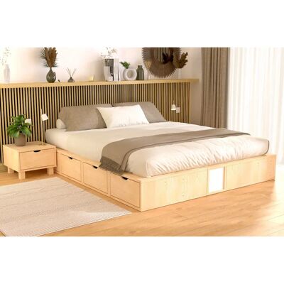 Letto matrimoniale con contenitore ABC MEUBLES - 160x200 - Grezzo Letto matrimoniale con contenitore ABC MEUBLES - 160x200 - Grezzo