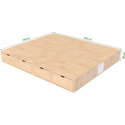 ABC MEUBLES Letto doppio con contenitore - Bianco - 160x200 ABC MEUBLES Letto doppio con contenitore - Bianco - 160x200