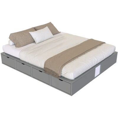 ABC MEUBLES Lit double avec rangements - 160x200 - Publicité ABC MEUBLES Lit double avec rangements - 160x200 - Publicité