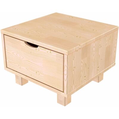 ABC MEUBLES Commode en bois Cube + tiroir - Vernis Naturel - Chevet - Publicité ABC MEUBLES Commode en bois Cube + tiroir - Vernis Naturel - Chevet - Publicité