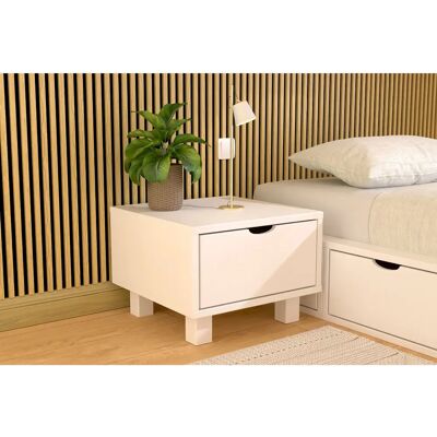 ABC MEUBLES Tavolino da notte bianco Cube - Legno massiccio ABC MEUBLES Tavolino da notte bianco Cube - Legno massiccio