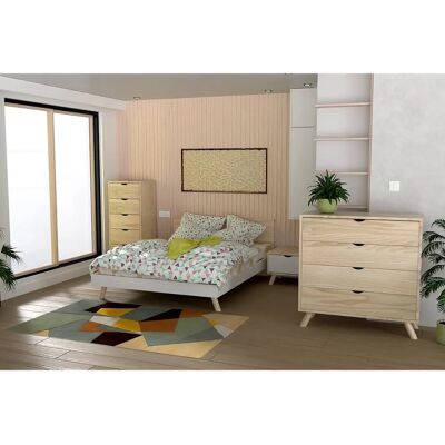 ABC MEUBLES Skandinavisches Bett Viking - Holz 140x190 - Qualität Made in France ABC MEUBLES Skandinavisches Bett Viking - Holz 140x190 - Qualität Made in France