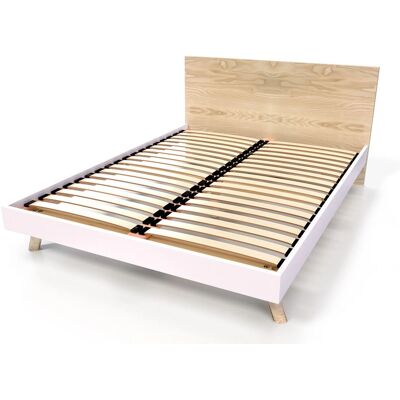 ABC MEUBLES Lit Scandinave Viking 2 Places - Bois - Blanc/Naturel - Publicité ABC MEUBLES Lit Scandinave Viking 2 Places - Bois - Blanc/Naturel - Publicité