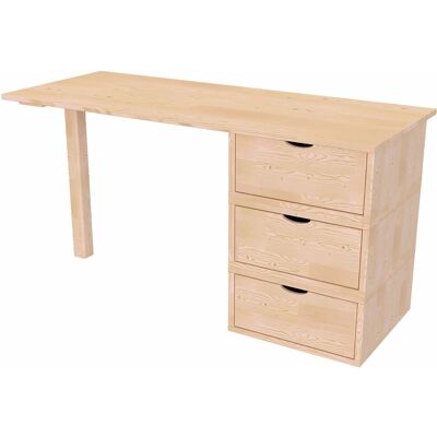 ABC MEUBLES Kieferntisch 3 Schubladen - Naturholz - Schreibtisch ABC MEUBLES Kieferntisch 3 Schubladen - Naturholz - Schreibtisch
