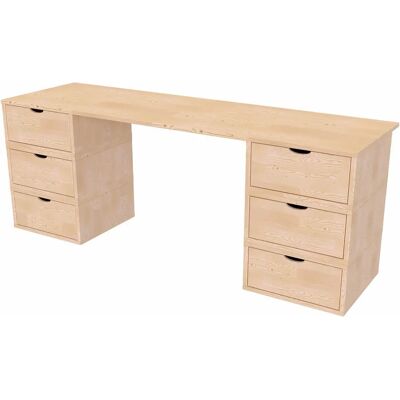 Scrittoio in legno ABC MEUBLES con 6 cassetti - Finitura naturale Scrittoio in legno ABC MEUBLES con 6 cassetti - Finitura naturale