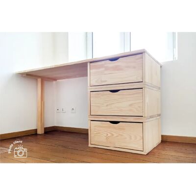 ABC MEUBLES Scrivania in pino con 3 cassetti - Naturale/Bianco - Scrivania ABC MEUBLES Scrivania in pino con 3 cassetti - Naturale/Bianco - Scrivania