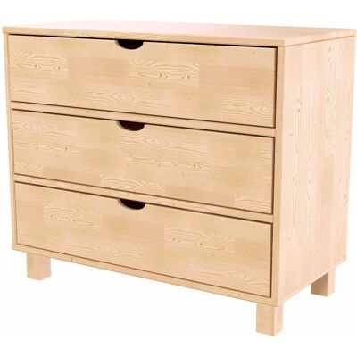 ABC MEUBLES Commode en Bois 3 Tiroirs Finition Naturelle - Commode - Publicité ABC MEUBLES Commode en Bois 3 Tiroirs Finition Naturelle - Commode - Publicité