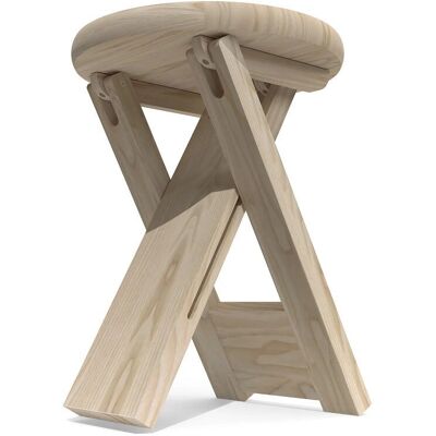 ABC MEUBLES Sgabello Vintage Pieghevole in Legno - Legno Grezzo ABC MEUBLES Sgabello Vintage Pieghevole in Legno - Legno Grezzo