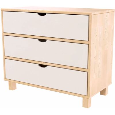 ABC MEUBLES Holzkommode 3 Schubladen Würfel - Natur/Weiß - Kommode ABC MEUBLES Holzkommode 3 Schubladen Würfel - Natur/Weiß - Kommode