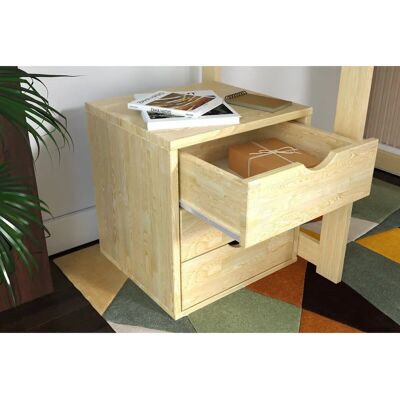 ABC MEUBLES Commode en Bois Massif 3 Tiroirs - Vernis Naturel - Publicité ABC MEUBLES Commode en Bois Massif 3 Tiroirs - Vernis Naturel - Publicité