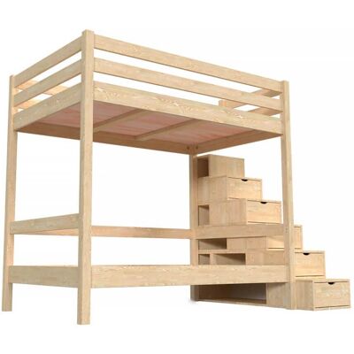 Letto a castello in legno ABC MEUBLES - 120x200 - Grezzo - 4 persone adulte Letto a castello in legno ABC MEUBLES - 120x200 - Grezzo - 4 persone adulte