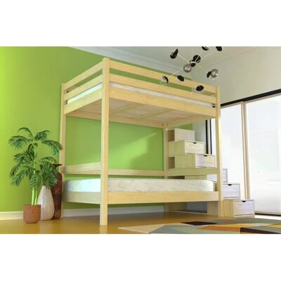 ABC MEUBLES Lit superposé 120x200 Miel - Lit en Bois pour Adultes - Publicité ABC MEUBLES Lit superposé 120x200 Miel - Lit en Bois pour Adultes - Publicité