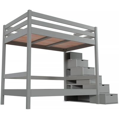 ABC MEUBLES Lit superposé gris pour 4 personnes - Supporte 250kg - Publicité ABC MEUBLES Lit superposé gris pour 4 personnes - Supporte 250kg - Publicité