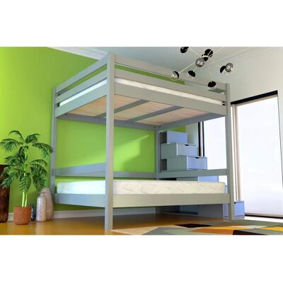 ABC MEUBLES Lit superposé Sylvia en Bois avec Rangement - 160x200 - Publicité ABC MEUBLES Lit superposé Sylvia en Bois avec Rangement - 160x200 - Publicité