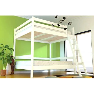 ABC MEUBLES Holz-Etagenbett - 140x200 - Weiß - Erwachsene ABC MEUBLES Holz-Etagenbett - 140x200 - Weiß - Erwachsene