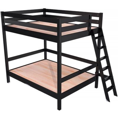 ABC MEUBLES Kompaktes Holzhochbett - 160x200 - Schwarz - Typ: Doppel ABC MEUBLES Kompaktes Holzhochbett - 160x200 - Schwarz - Typ: Doppel