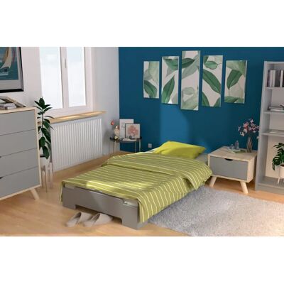 ABC MEUBLES Lit empilable compact - 90x200 - Gris - Publicité ABC MEUBLES Lit empilable compact - 90x200 - Gris - Publicité
