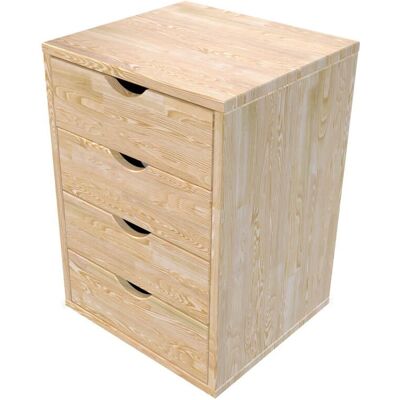 ABC MEUBLES Caisson en Bois Massif 4 Tiroirs - Vernis Naturel - Rangement Bureau - Publicité ABC MEUBLES Caisson en Bois Massif 4 Tiroirs - Vernis Naturel - Rangement Bureau - Publicité
