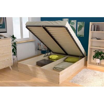 ABC MEUBLES Lit coffre 140x190 Finition Naturelle - Type de Lit - Publicité ABC MEUBLES Lit coffre 140x190 Finition Naturelle - Type de Lit - Publicité