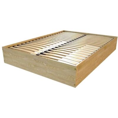 ABC MEUBLES Lit de rangement en bois - 140x190 - Miel - Publicité ABC MEUBLES Lit de rangement en bois - 140x190 - Miel - Publicité