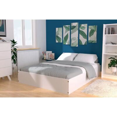 Letto con Contenitore ABC MEUBLES - 140x200 - Bianco - Legno Massiccio Letto con Contenitore ABC MEUBLES - 140x200 - Bianco - Legno Massiccio