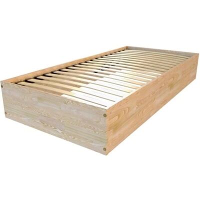 ABC MEUBLES Lit avec Rangement 90x190 Finition Naturelle - Lit - Publicité ABC MEUBLES Lit avec Rangement 90x190 Finition Naturelle - Lit - Publicité