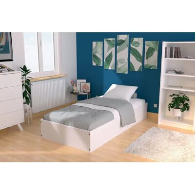 Letto con contenitore ABC MEUBLES - 90x200 - Bianco - Letto singolo Letto con contenitore ABC MEUBLES - 90x200 - Bianco - Letto singolo