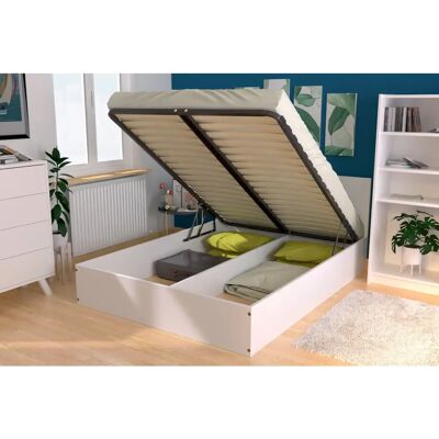 ABC MEUBLES Letto contenitore in legno 140x190 - Bianco ABC MEUBLES Letto contenitore in legno 140x190 - Bianco