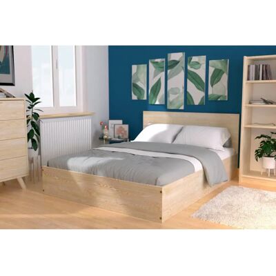 ABC MEUBLES Lit de rangement en pin - 140x200 - Finition naturelle - Lit - Publicité ABC MEUBLES Lit de rangement en pin - 140x200 - Finition naturelle - Lit - Publicité