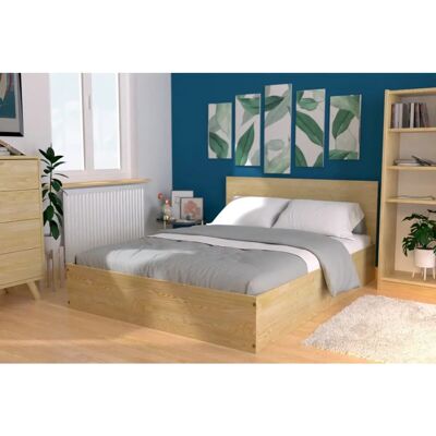 ABC MEUBLES Lit de rangement 140x200 - Miel - Lit en bois double avec tête de lit - Publicité ABC MEUBLES Lit de rangement 140x200 - Miel - Lit en bois double avec tête de lit - Publicité