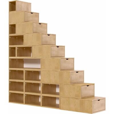 Escalier de rangement en bois - 225cm de haut - Miel - Publicité Escalier de rangement en bois - 225cm de haut - Miel - Publicité