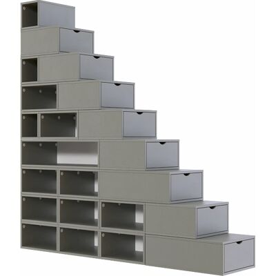 Escalier cube de rangement ABC MEUBLES - 225cm - Gris - Publicité Escalier cube de rangement ABC MEUBLES - 225cm - Gris - Publicité