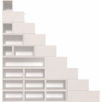 ABC MEUBLES Kompaktes Aufbewahrungsstufenregal - 225cm - Blanc/Moka ABC MEUBLES Kompaktes Aufbewahrungsstufenregal - 225cm - Blanc/Moka