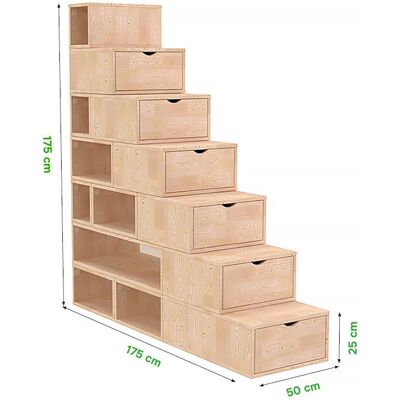 Scala cubica di storage ABC MEUBLES - Naturale/Bianco - 175cm - Versatile ed Eco-Friendly Scala cubica di storage ABC MEUBLES - Naturale/Bianco - 175cm - Versatile ed Eco-Friendly