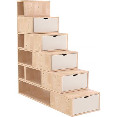 ABC MEUBLES Würfelregal Treppe - Natur/Weiß - 150cm ABC MEUBLES Würfelregal Treppe - Natur/Weiß - 150cm