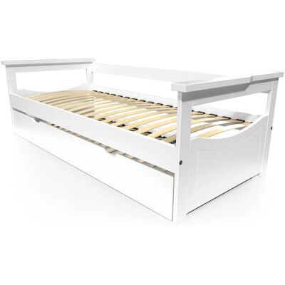 ABC MEUBLES Letto Estraibile 80x200 Pino Massiccio - Bianco - Tipo di Letto ABC MEUBLES Letto Estraibile 80x200 Pino Massiccio - Bianco - Tipo di Letto